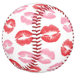 Balle De Softball Lèvres rouges et roses, Motif des lèvres, bâton à
