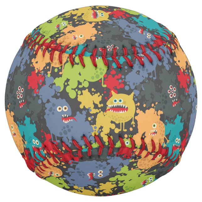 Balle De Softball Little cute funny monsters (Devant)