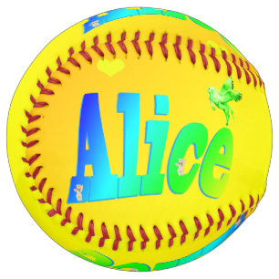 Balle De Softball Logo Alice Name Sur Yellow,