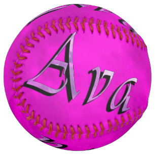 Balle De Softball Logo du nom Ava sur un tie-dye violet,