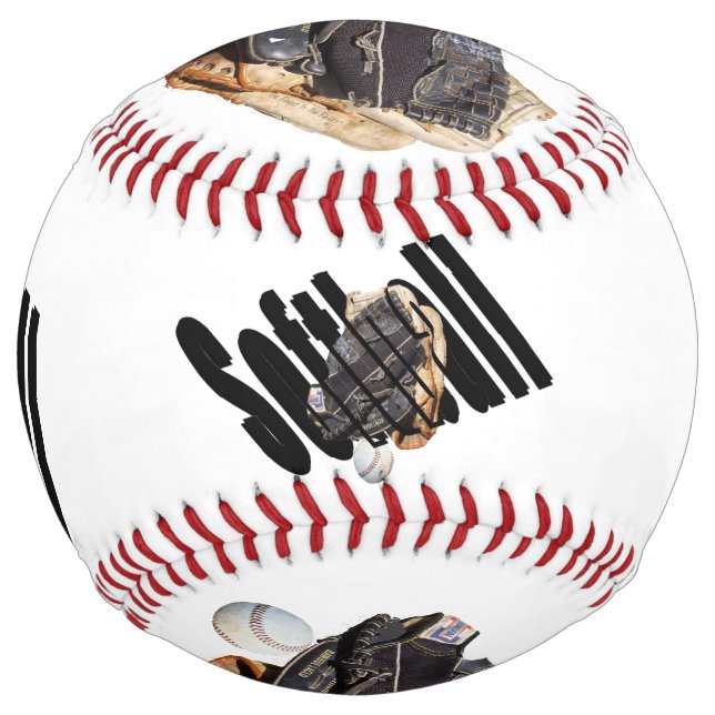 Balle De Softball Logo Et Boule De Gants De Softball, Softball Blanc (Dos)