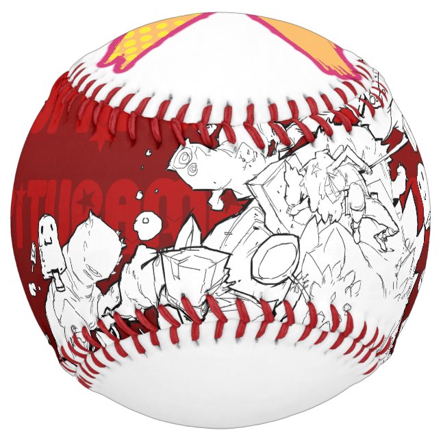 Balle De Softball Logo rouge et jaune BTX et bataille (Devant)