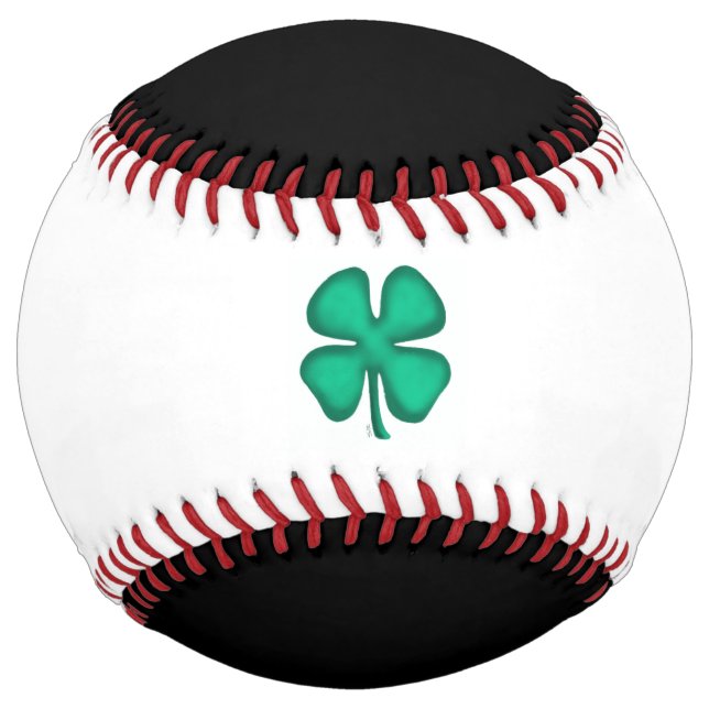 Balle De Softball Lucky 4 Leaf Irish Clover noir blanc softball (Devant)