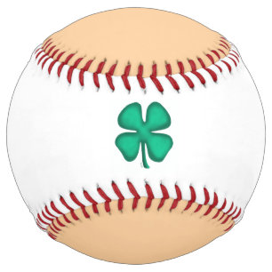 Balle De Softball Lucky 4 Leaf Irish Clover tressé blanc softball