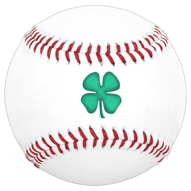 Balle De Softball Lucky 4 Leaf Irish Clover white softball (Devant)