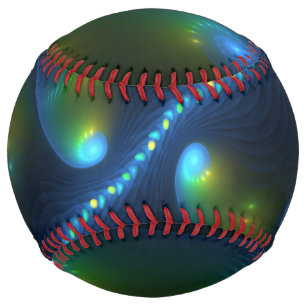 Balle De Softball Lumières de l'Imaginaire Abstrait Bleu Vert Jaune