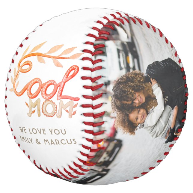 Balle De Softball Maman Cool lettrage manuel souvenir photo de mère (Incliné)