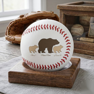 Balle De Softball Maman Ours Personnalisée Avec 2 Noms d'Enfants Cad