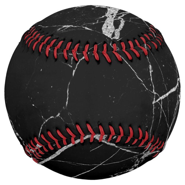 Balle De Softball Marbre noir et argent de la veine (Devant)