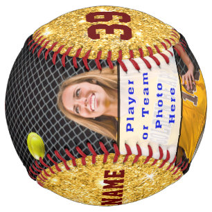 Balle De Softball Marine Blue et Vegas Gold, Photo Softball