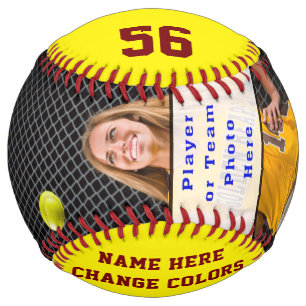 Balle De Softball Maroon Burgundy PHOTO Personnalisée Softball Ball