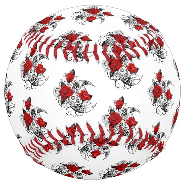 Balle De Softball Mechanical Crescent with Red Roses (Devant)