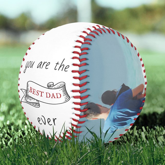 Balle De Softball Meilleur papa Ever Ribbon Père`s Day Photo Collage (Créateur téléchargé)