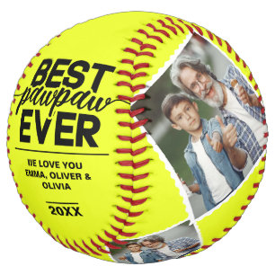 Balle De Softball Meilleur Pawpaw Jamais Fête des pères Photo Collag