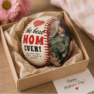 Balle De Softball Meilleure Maman Ever Rouge Coeur Fête des Mères 2