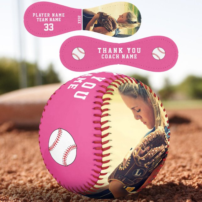 Balle De Softball Merci Coach Équipe Nom Numéro Photo (Créateur téléchargé)