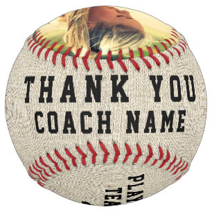 Balle De Softball Merci Coach Équipe Rustique Nom Numéro Photo