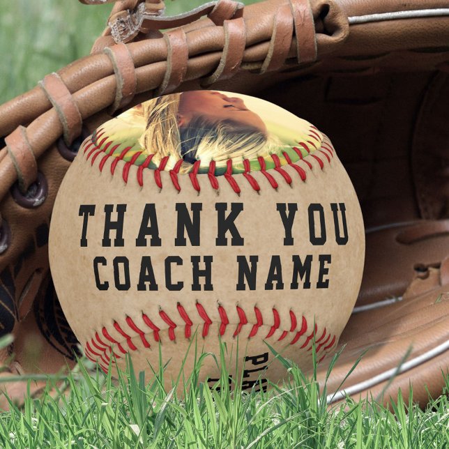 Balle De Softball Merci Coach Nom de l'équipe Numéro de joueur Photo (Créateur téléchargé)