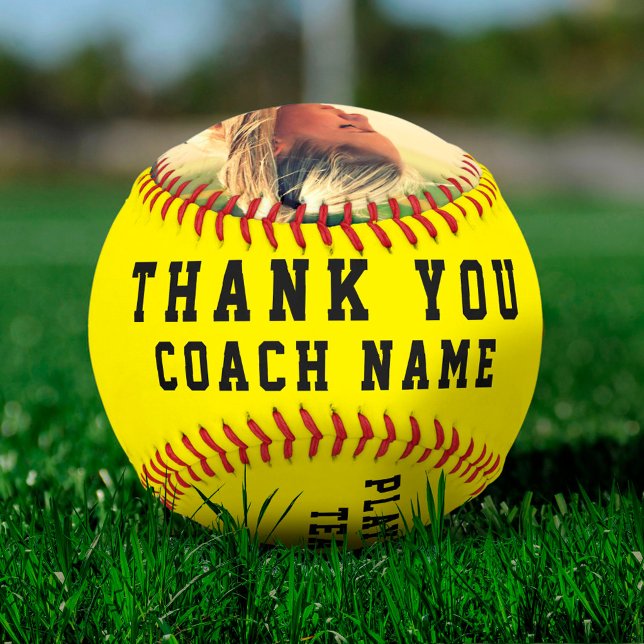 Balle De Softball Merci Coach Nom de l'équipe Numéro Photo (Créateur téléchargé)