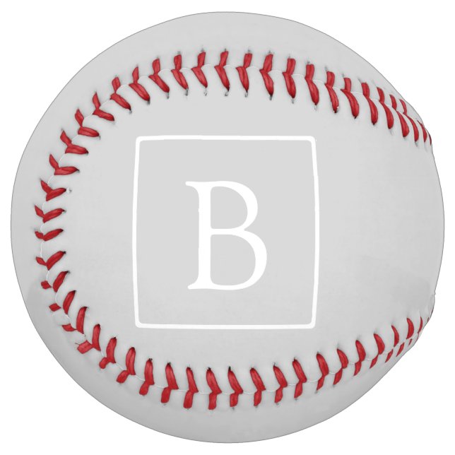 Balle De Softball Monogramme simple gris clair (Devant gauche)