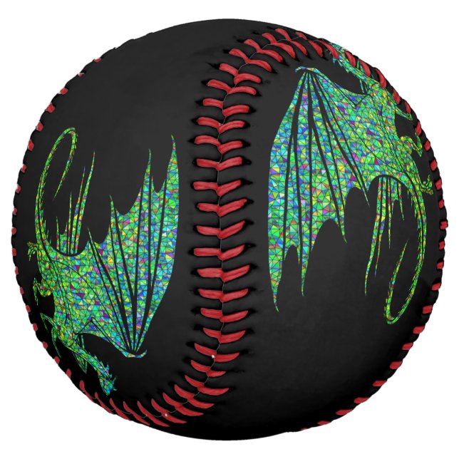 Balle De Softball Mosaïque de dragon vert incroyable  (Incliné)