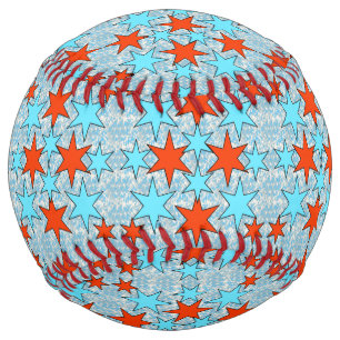 Balle De Softball Motif Blue et Red Star