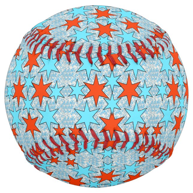 Balle De Softball Motif Blue et Red Star (Devant)
