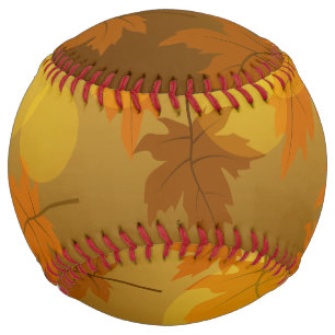 Balle De Softball Motif d'automne avec feuilles d'érable en chute et