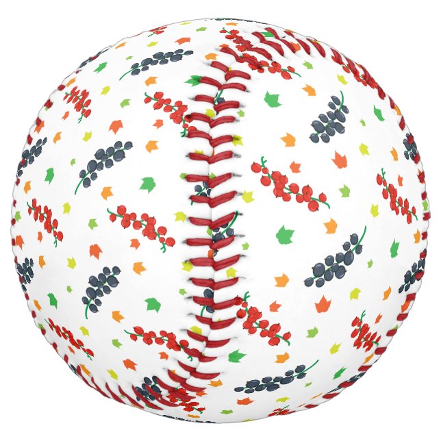 Balle De Softball Motif de baies, framboise, myrtille, fruit (Incliné)