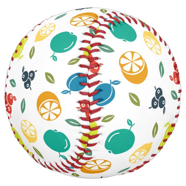 Balle De Softball Motif de fruits, prune, orange, citron, poire, pom (Incliné)
