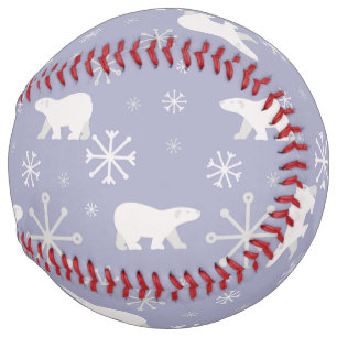 Balle De Softball Motif de Noël avec ours polaires et flocons de nei