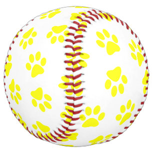 Balle De Softball Motif De Pâtes, Patrouilles De Chien, Paws Jaunes