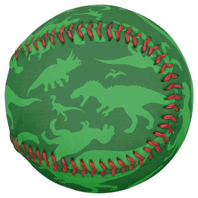 Balle De Softball Motif Dinosaur Vert (Dos gauche)