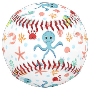 Balle De Softball Motif du monde marin