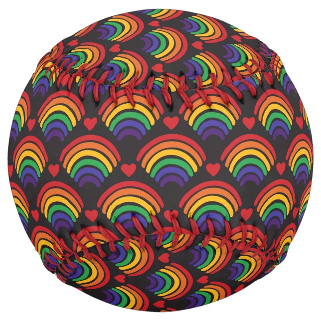 Balle De Softball Motif Heart & Rainbows (Devant)