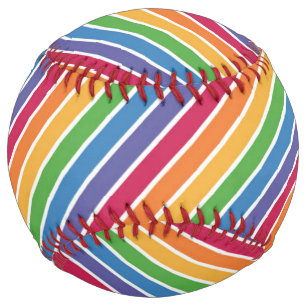 Balle De Softball Motif Rainbow Stripes