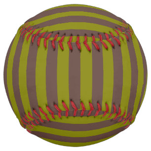 Balle De Softball Motif rayé en chocolat brun et vert olive