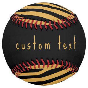 Balle De Softball motif STRIPE POSTER DE ANIMAL RETRO OR & NOIR des