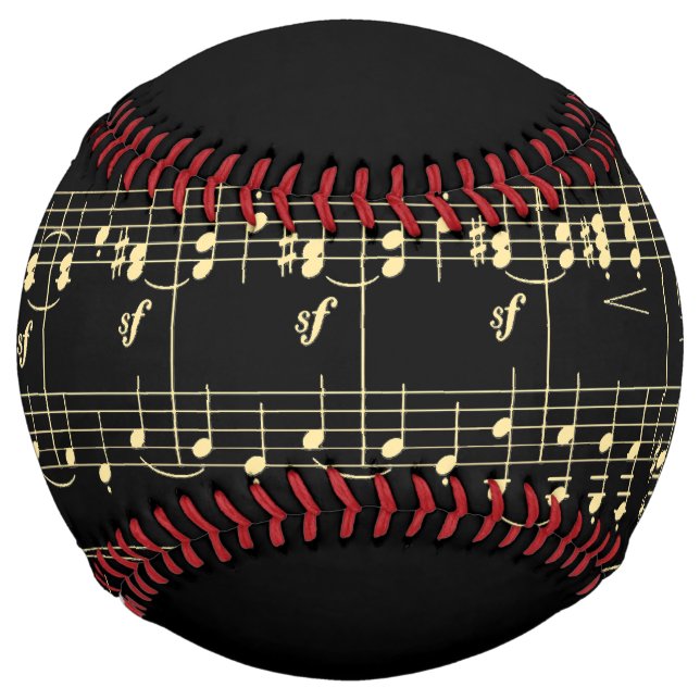 Balle De Softball Musique d'or en noir (Devant)