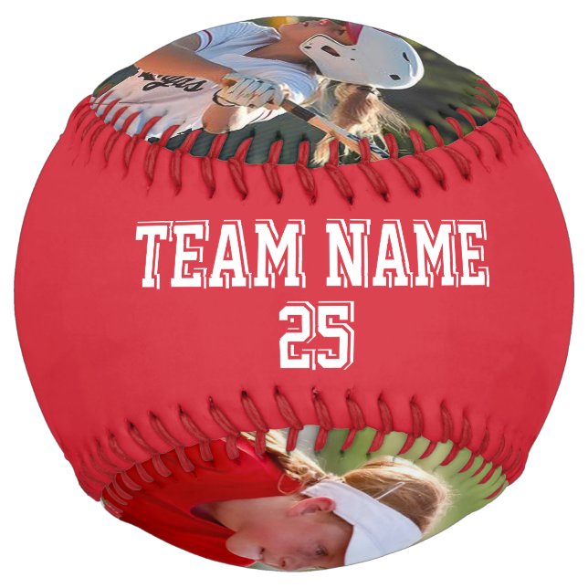 Balle De Softball Nebraska Rouge Blanc Personnalisé 2 photos (Dos)