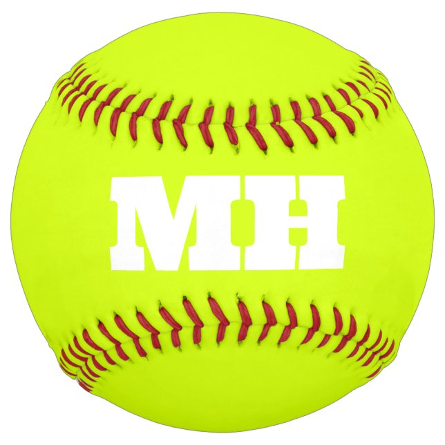 Balle De Softball Neon Jaune Élégant Couleur Initiale Monogramme bri (Devant)