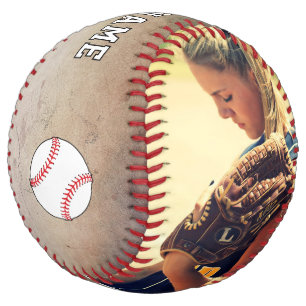 Balle De Softball Nom d'équipe rustique Numéro de joueur Photo