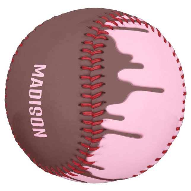 Balle De Softball Nom personnalisé Déchets de chocolat (Incliné)