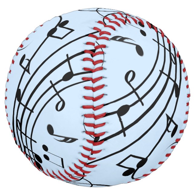 Balle De Softball Notes de musique fantaisie Bleu (Incliné)