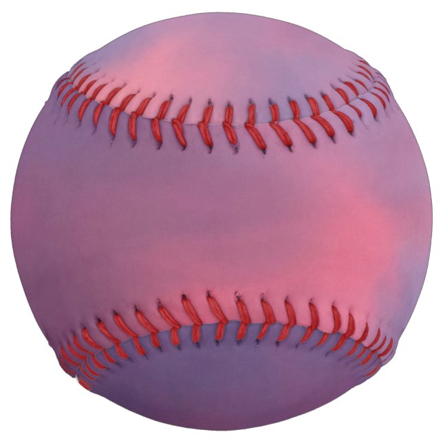 Balle De Softball Nuages roses bleus (Devant)