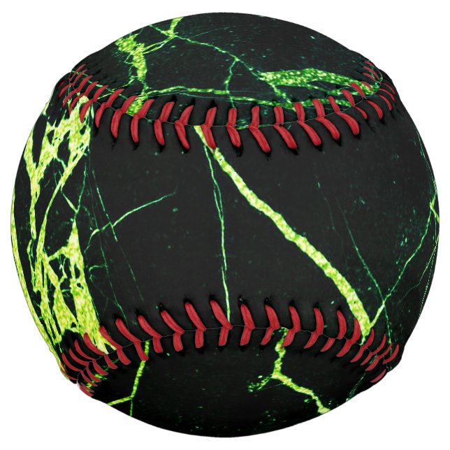 Balle De Softball Oreiller jeté en marbre vert brillant (Devant)