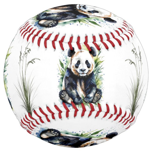 Balle De Softball Ours de panda aquarelle (Devant)