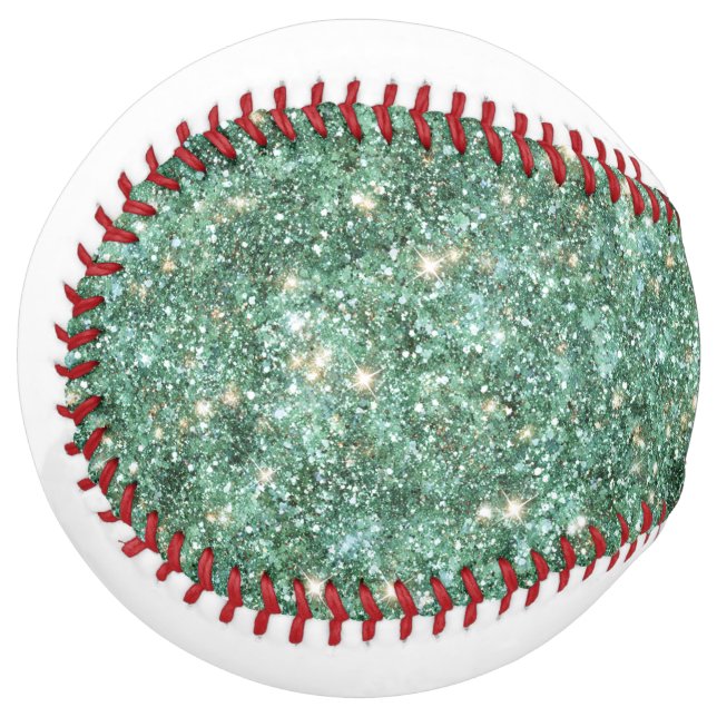 Balle De Softball Paillettes Vertes Or Blanches (Devant gauche)