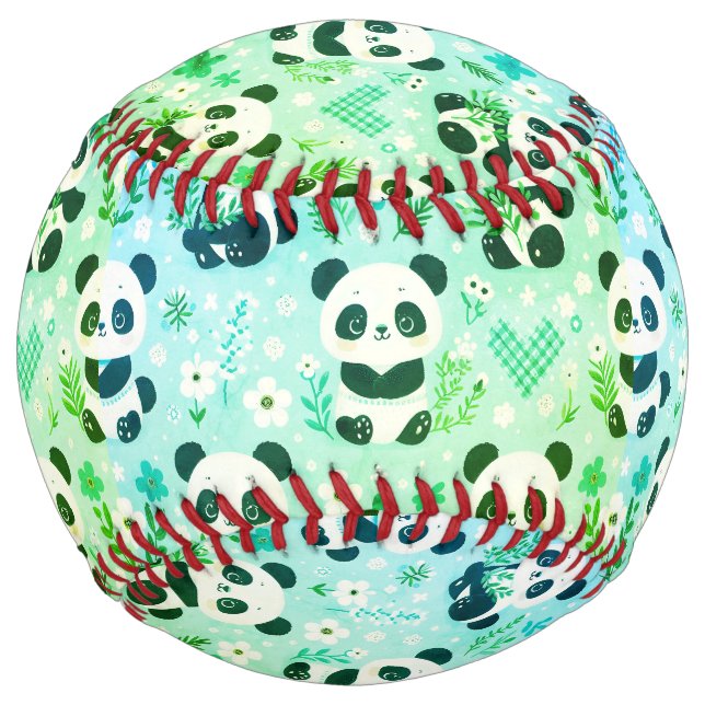 Balle De Softball Panda Bear Motif Vert Imprimer (Devant)