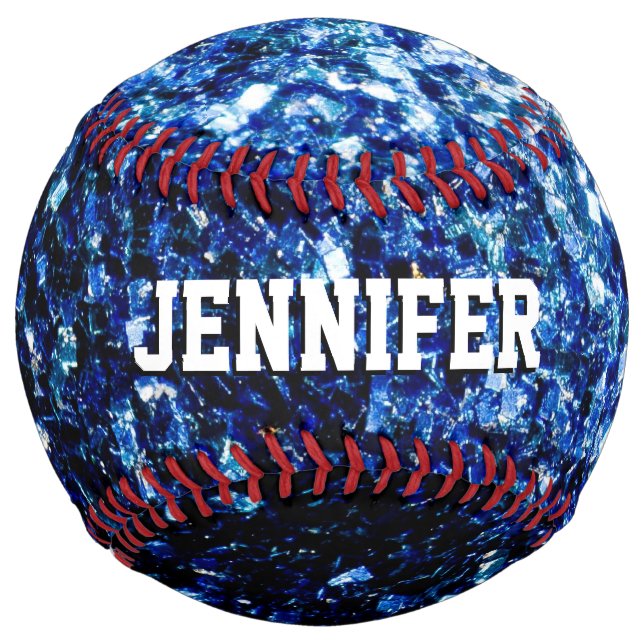Balle De Softball Parties scintillant bleu foncé scintille Votre nom (Dos)